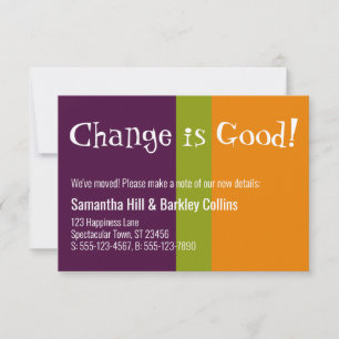 Quirky "Change is Good" - Farbige neue Adresskarte Mitteilungskarte
