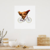 Quirky Chicken Riding Bicycle Poster (Küche)