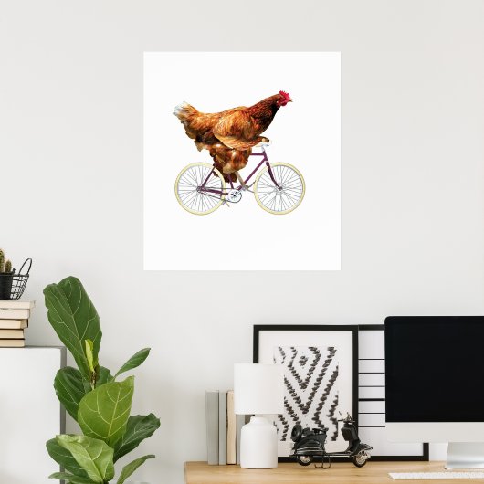 Quirky Chicken Riding Bicycle Poster (Heimbüro)