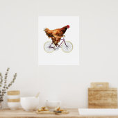 Quirky Chicken Riding Bicycle Poster (Küche)
