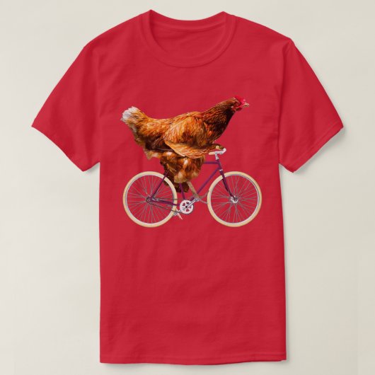 Quirky Chicken Riding Bicycle T-Shirt (Design vorne)