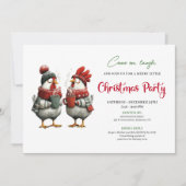Quirky Chickens Festive Editable Christmas Invite Einladung (Vorderseite)