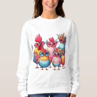 Quirky Chickens mit Brille T - Shirt der Frauen