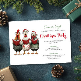 Quirky Chickens Modern Watercolor Holiday Invite Einladung