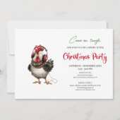 Quirky Chickens Red Green Holiday Party Invitation Einladung (Vorderseite)