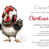 Quirky Chickens Red Green Holiday Party Invitation Einladung