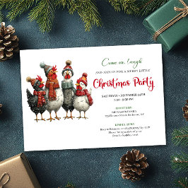 Quirky Chickens Watercolor Christmas Party Invites Einladung