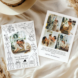 Quirky Christmas 5 Photo Hand drawn Doodle Feiertagskarte