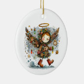 Quirky Christmas Angel Moderner Art Style Keramik Ornament (Rechts)