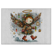 Quirky Christmas Angel Moderner Art Style Schneidebrett (Vorderseite)