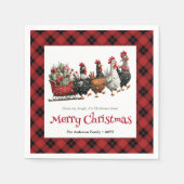 Quirky Christmas chickens napkin custom name edit Serviette (Vorderseite)