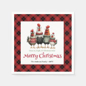 Quirky Christmas chickens napkin set custom name Serviette (Vorderseite)