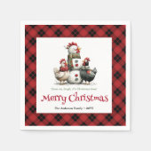 Quirky Christmas chickens napkins personalized set Serviette (Vorderseite)
