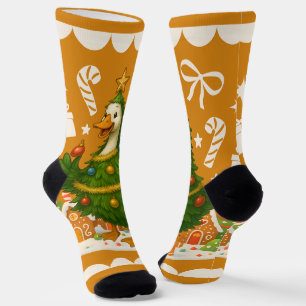 Quirky Christmas Goose Tree   Funny Holiday Socken