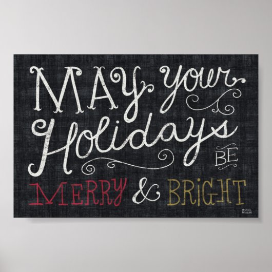Quirky Christmas Merry and Bright Poster (Vorne)