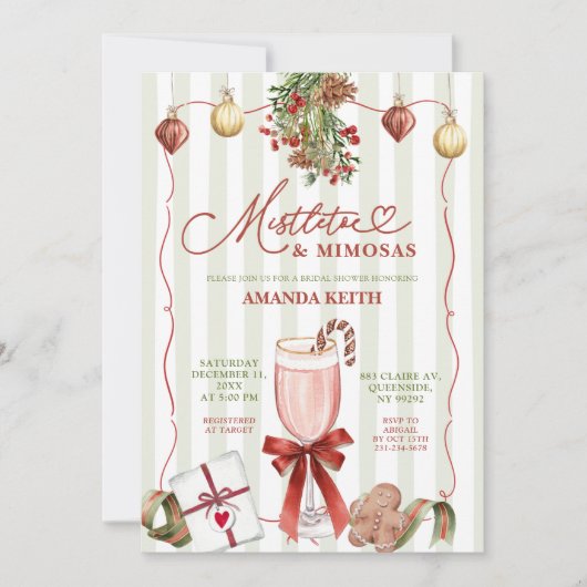 Quirky Christmas Mistletoe and Mimosas Einladung (Vorderseite)