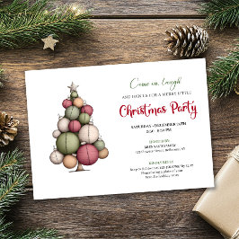 Quirky Christmas Tree Watercolor Holiday Invite Einladung