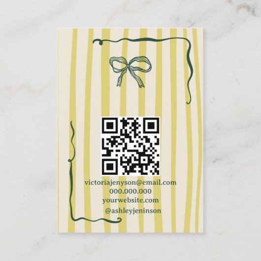 Quirky Citrus Hand-Drawn Bow Jewelry Earring Visitenkarte (Rückseite)