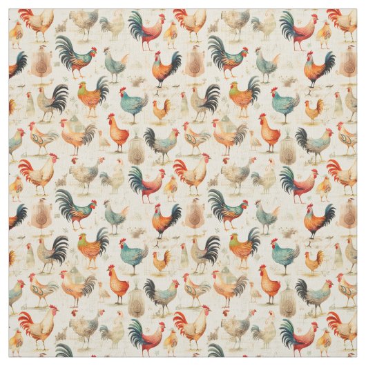 Quirky Cluckers: Whimsy-Hühnchen Stoff (Muster)