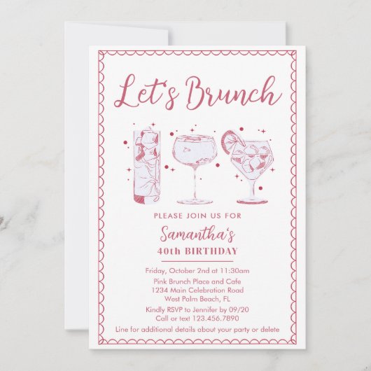 Quirky Cocktails Rosa Lassen Sie uns jedes Event-P Einladung (Vorderseite)