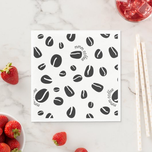 Quirky Coffee Beans "Mmm Coffee" Papier Napkins Serviette (Beispiel)