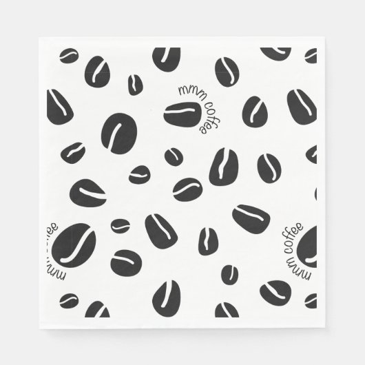 Quirky Coffee Beans "Mmm Coffee" Papier Napkins Serviette (Vorderseite)