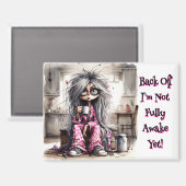 Quirky Coffee Lady Back Off Magnet (Vorderseite/Rückseite)