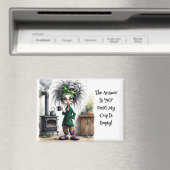 Quirky Coffee Lady Empty Cup Magnet (In Situ (Geschirrspüler))