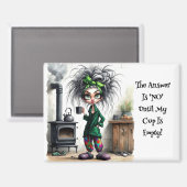 Quirky Coffee Lady Empty Cup Magnet (Vorderseite/Rückseite)