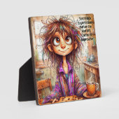 Quirky Coffee Lady Expecque mit Easel Fotoplatte (Vorderseite)