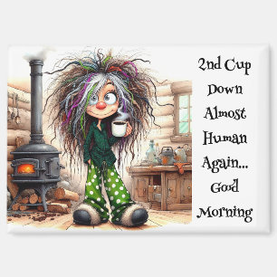 Quirky Coffee Lady Fast Human Magnet