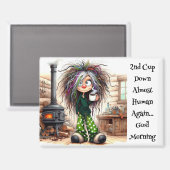 Quirky Coffee Lady Fast Human Magnet (Vorderseite/Rückseite)