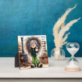 Quirky Coffee Lady Fast Human Tabletop Plaque Fotoplatte (InSitu)