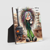 Quirky Coffee Lady Fast Human Tabletop Plaque Fotoplatte (Vorderseite)