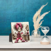 Quirky Coffee Lady Full Pot Plaque mit Easel Fotoplatte (InSitu)