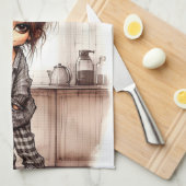 Quirky Coffee Lady kann Küchentücher nicht hören (Viertel Falte)