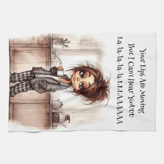 Quirky Coffee Lady kann Küchentücher nicht hören (Horizontal)