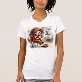 Quirky Coffee Lady liest den T - Shirt (Vorderseite)