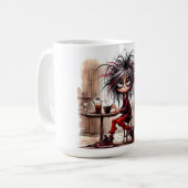 Quirky Coffee Lady riskiert IT-Tasse Kaffeetasse (Vorderseite Links)