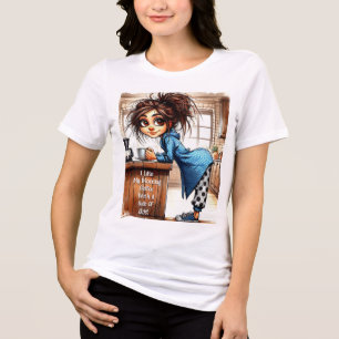 Quirky Coffee Lady Side Ladys T - Shirt