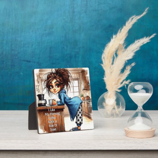 Quirky Coffee Lady Side Plaque mit Easel Fotoplatte (InSitu)