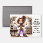 Quirky Coffee Lady Viel Glück Magnet (Vorderseite/Rückseite)