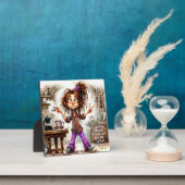 Quirky Coffee Lady Viel Glück Plaque w/Easel Fotoplatte (InSitu)