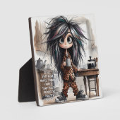 Quirky Coffee Lady Wait Plaque mit Easel Fotoplatte (Vorderseite)