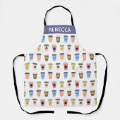 Quirky Coffee Lovers Take-Away Cups Personalisiert Schürze (Vorderseite)