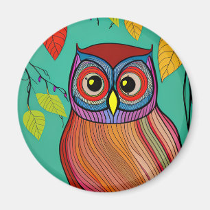 Quirky Colorful Folk Abstraktes Schaf Magnet