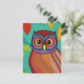 Quirky Colorful Folk Abstraktes Schaf Postkarte (Stehend Vorderseite)