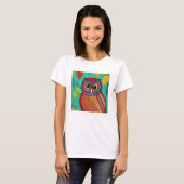 Quirky Colorful Folk Abstraktes Schaf T-Shirt (Vorne ganz)