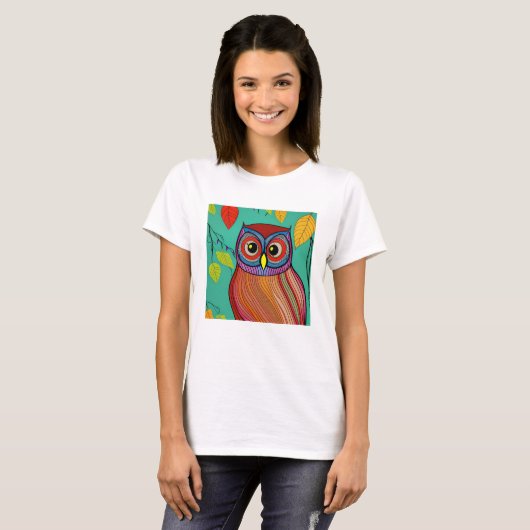 Quirky Colorful Folk Abstraktes Schaf T-Shirt (Vorne ganz)