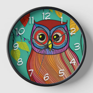 Quirky Colorful Folk Abstraktes Schaf Uhr